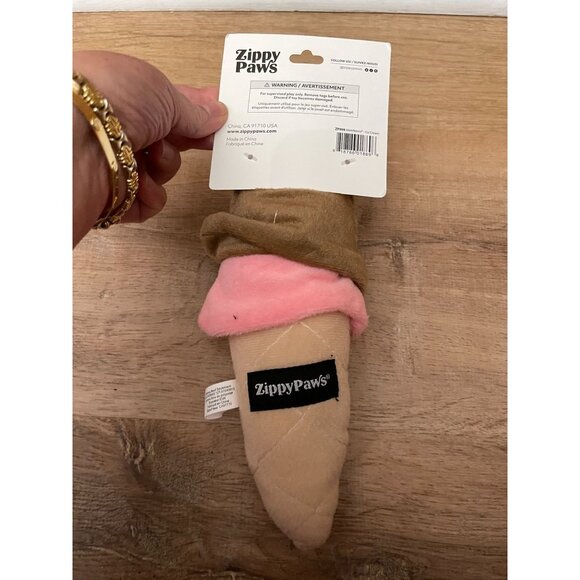 NWT Zippy Paws NomNomz Squeaky Plush Dog Toy Ice Cream Cone Stuffed & Soft - Picture 2 of 5